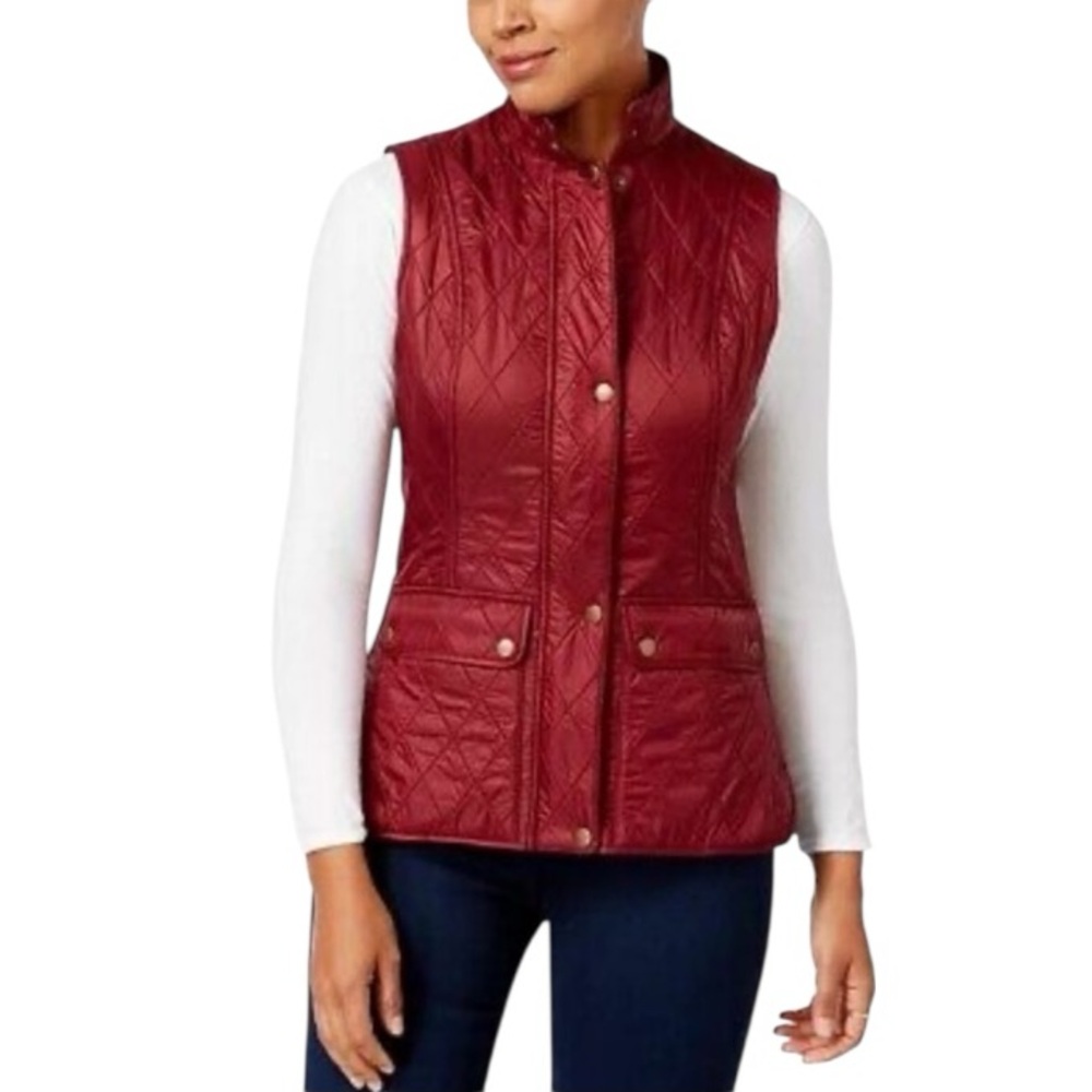 NWT Barbour Quilted Vest in Rich Red